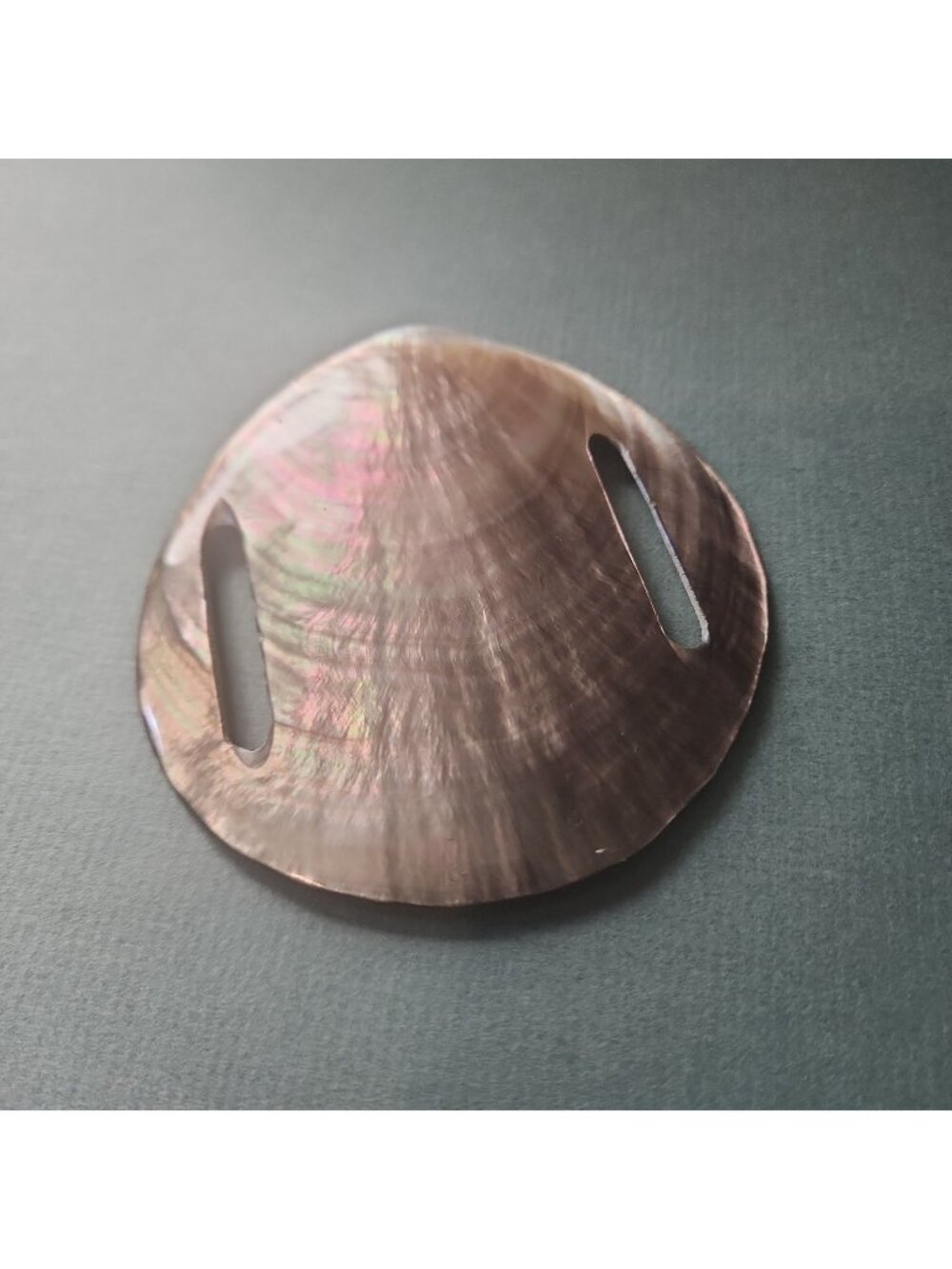 NOS 1970s Vintage Mother of Pearl Shell Belt Slide Pareo Buckle Boho Chic